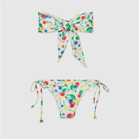 Gucci Cherries Print Jersey Bikini Set Xhaie
