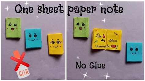 Diy Mini Notebooks One Sheet Of Paper Without Glue Mini Stationery At Home Paper Craft Youtube