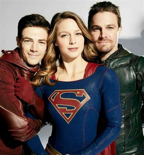 Four Way Crossover Melissa Benoist Supergirl Grant Gustin Flash