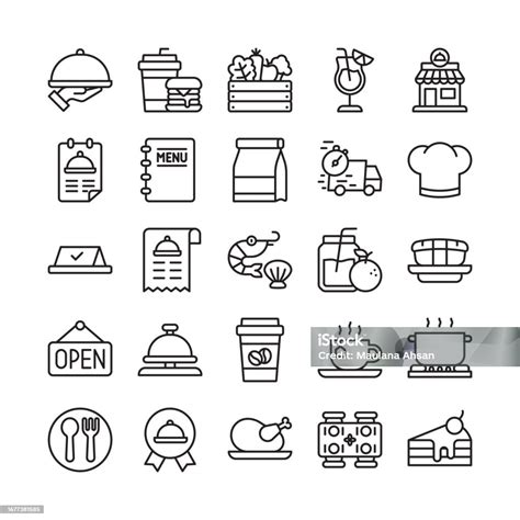 Food And Restaurant Icon Set In Line Outline Style Design Stock Illustration Download Image