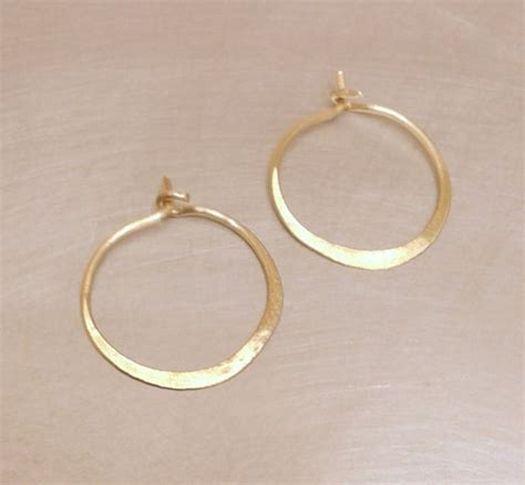 Small Gold 14k Hoop Earrings 14mm Thin By Zendiazsilverwork