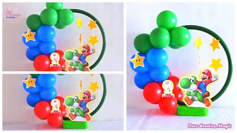 Centro De Mesa Con Globos Tematica Mario Bross Mario Bross Themed