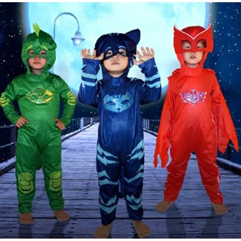 Fantasia Longa Pj Masks Menino Gato Catboy Lagartixo C Rabo Pronta