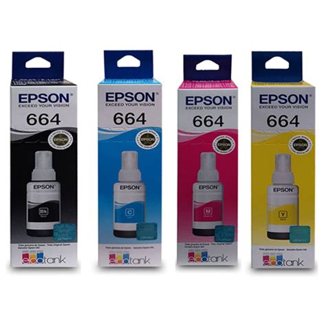 Tinta Epson T664 Por Juego De 4 Colores 70ml C U L200 L210 L350