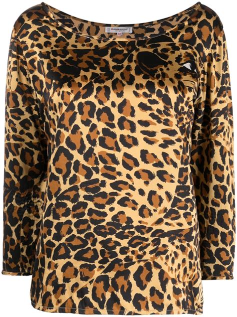 Saint Laurent Pre Owned 1980s Leopard Print Silk Blouse Black Farfetch