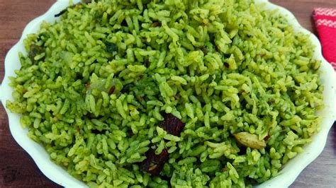 Palak Rice Healthy Rice Recipe With Palak Quick Palak Pulao Recipe