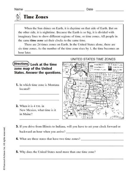 Time Zone Worksheets Pdf