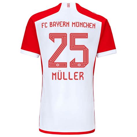 Hombre Camiseta Thomas Muller 25 Rojo Blanco 1ª Equipación 202324 La