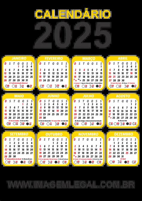 Calendário 2025 Ouro Fases da Lua Imagem Legal