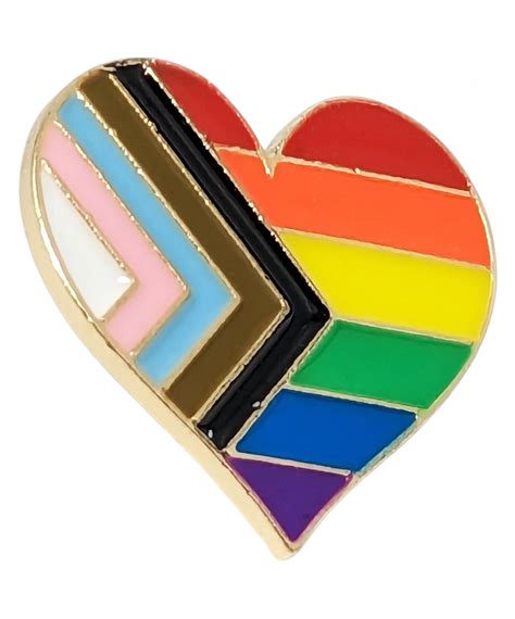 Rainbow Pride Progress Flag Enamel Lapel Pin Heart Sexystyle Eu