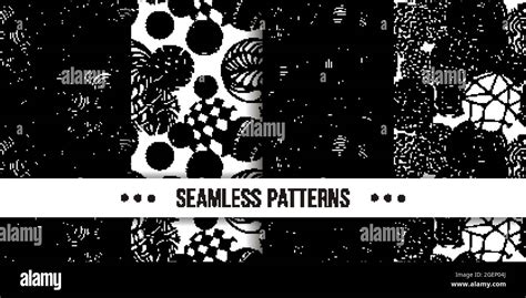 Set Of Samless Ornate Doodle Hand Drawn Abstract Patterns Vector