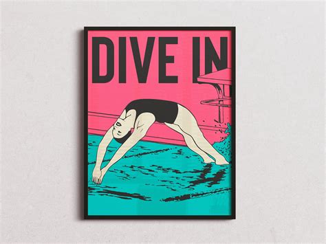 Diving Girl Art Print, Diver Wall Art, Swimming Woman Poster, Swimming ...