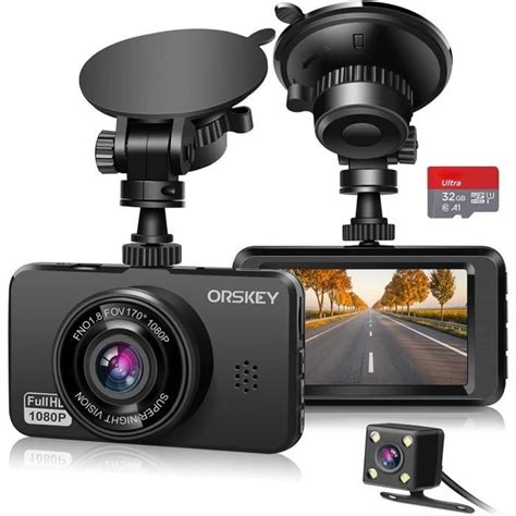 Dashcam Voiture Avant Et Arrière 32Gb Carte Sd Incluse 1080P Fhd Caméra