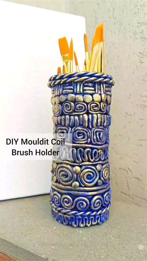 DIY Mouldit Coil Brush Holder Diy Bottle Crafts Diy Creative Crafts