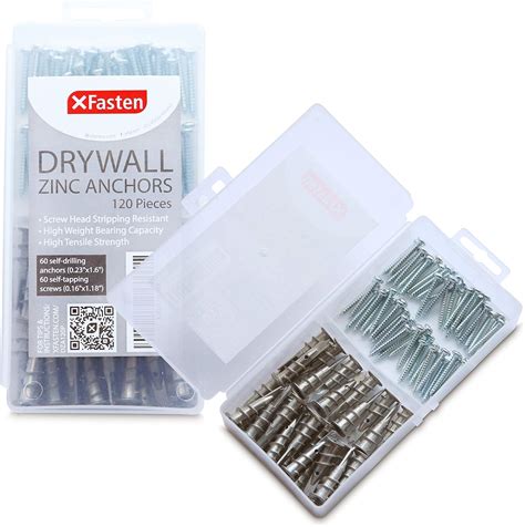 Xfasten Zinc Drywall Anchors And Screws Kit Self Drilling Pieces