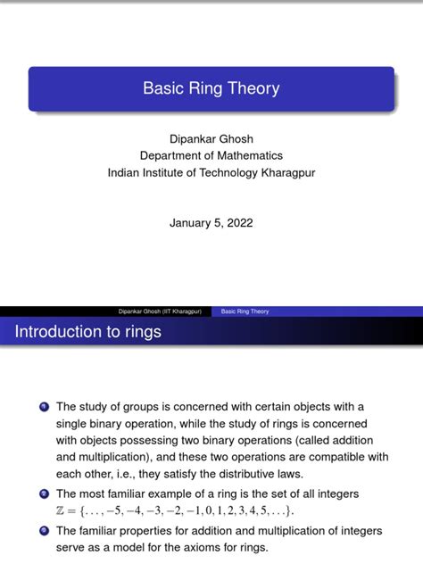 Ipad Lecture 1 3 On Ring Theory Pdf Ring Mathematics Field
