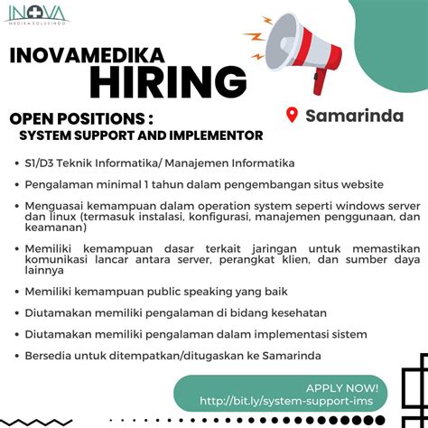 Lowongan Kerja System Support And Implementor Di Inova Medika 2023