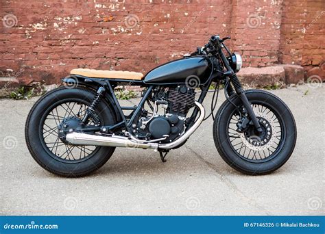 Black Vintage Custom Motorcycle Cafe Racer Stock Photo Image Of