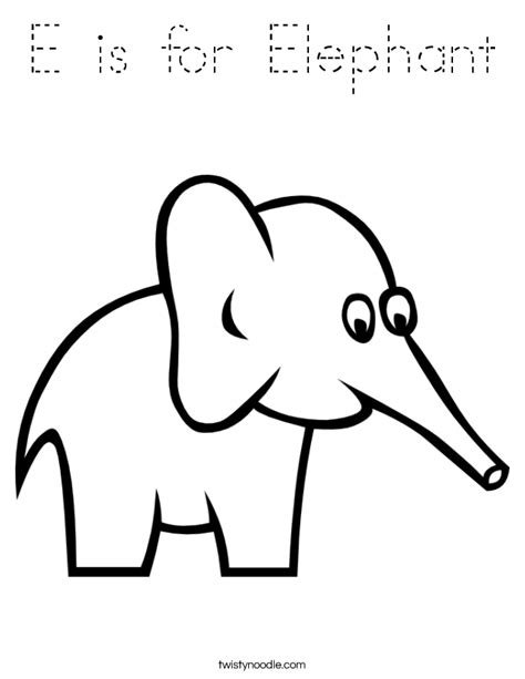 E Is For Elephant Coloring Page Tracing Twisty Noodle