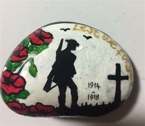 Pin By Seaturtle Embroidery On Painted Rocks Remembrance Day Art