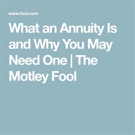 What An Annuity Is And Why You May Need One The Motley Fool Annuity