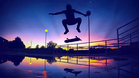 Skater Sunset Silhouette 4K 5K Wallpapers | HD Wallpapers | ID #29892