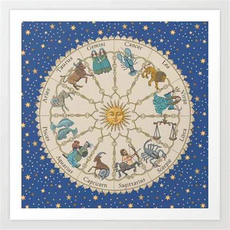 Buy Vintage Astrology Zodiac Wheel Art Print By Undaunted Design