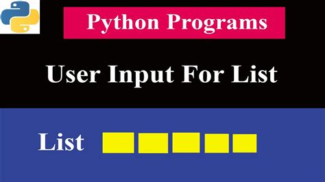 User Input For List Python Programs Youtube