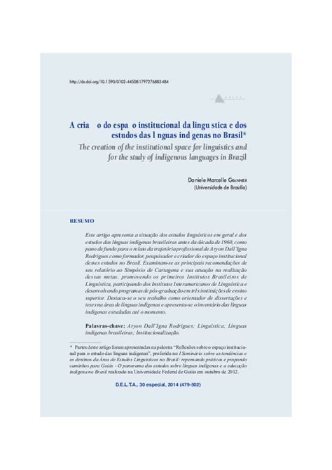 Pdf A Criação Do Espaço Institucional Da Linguística E Dos Estudos