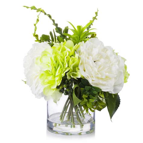 Enova Home Mixed Artificial Silk Peony And Hydrangea Fake Flowers