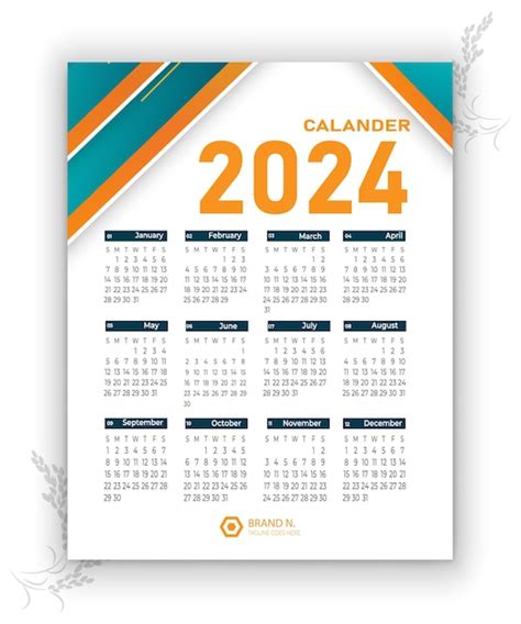 Modèle De Calendrier Mural Vectoriel 2024 Modèle De Conception De