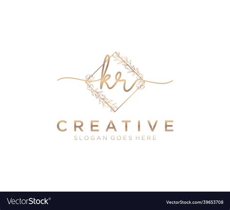 Initial Kr Feminine Logo Beauty Monogram Vector Image