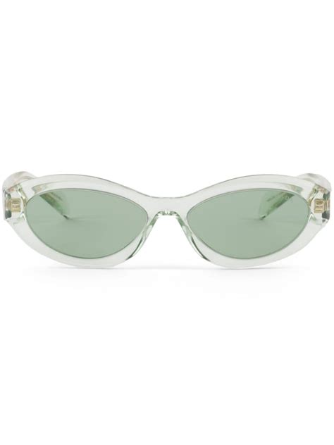 Prada Eyewear Symbole Oval Frame Sunglasses Green Farfetch Uk