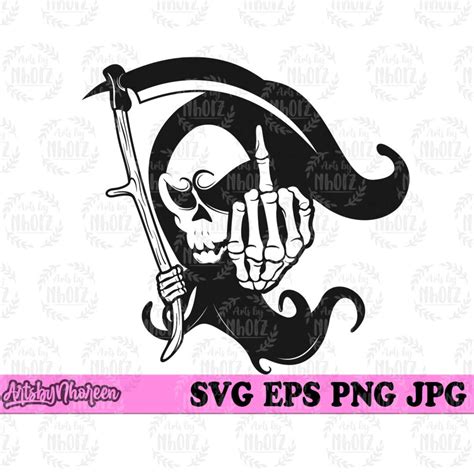 Grim Skull Svg Middle Finger Cut File Grim Reaper Clipart Hour Of Porn Sex Picture