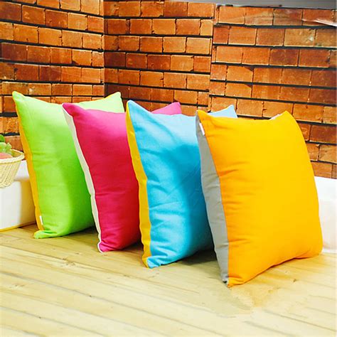 Double Side Solid Color Cotton Canvas Pillowcase Cushion Colorful