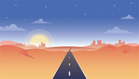 Highway Road Through The Desert Illustration 165279 Vector Art At Vecteezy