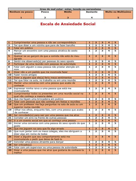 Escala De Ansiedade Social Pdf