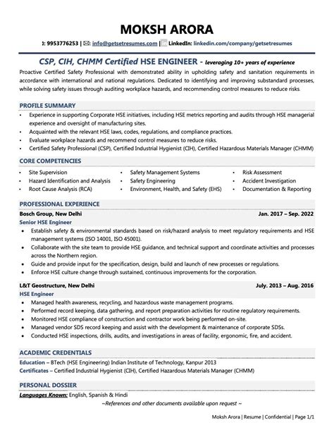 HSE Engineer Resume Examples Template With Job Winning Tips