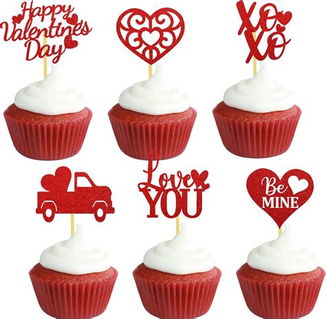 Happy Valentine S Day Cupcake Toppers Heart Love You Food Picks Wedding Anniversary