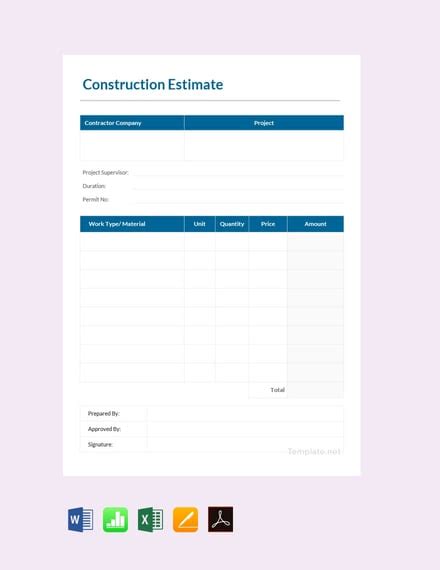 28+ Construction Estimate Excel Templates - Free Downloads | Template.net