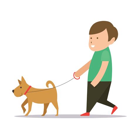 Boy walking with his dog 238949 Vector Art at Vecteezy