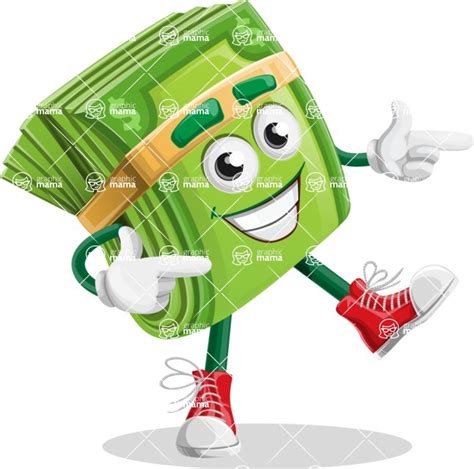 Dollar Bill Cartoon Vector Character Aka Richy Mccash Pointing With