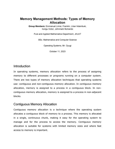 Memory allocation - The notes are just a small part of the bigger ...