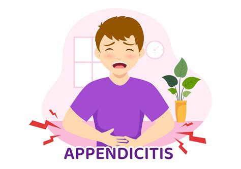 Appendicitis Illustration With Inflammation Of The Appendix And Stomach