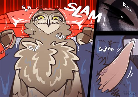 Rule 34 Anthro Avian Beak Bird Blue Body Bodily Fluids Comic Domestic Violence Duo Eared Owl