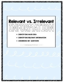 Irrelevant Information Teaching Resources TPT