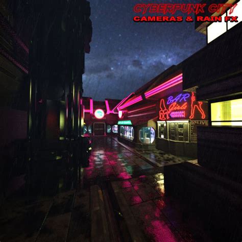 Cyberpunk City Cameras Rain Fx For Ds Iray D Models For Daz Studio