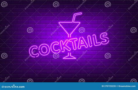 Purple Cocktails In Neon Martini Glasses With Curved Stem Cartoon Vector