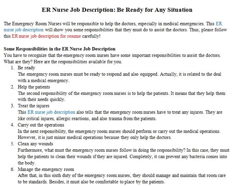 Er Nurse Job Description Be Ready For Any Situation Room