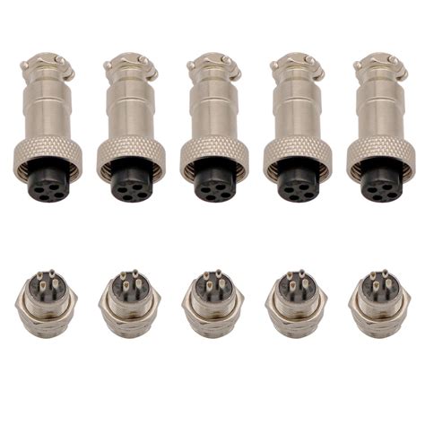 Buy Aviation Connector Plug 5 Pcs Gx12 4 Pin Thread Female Socket